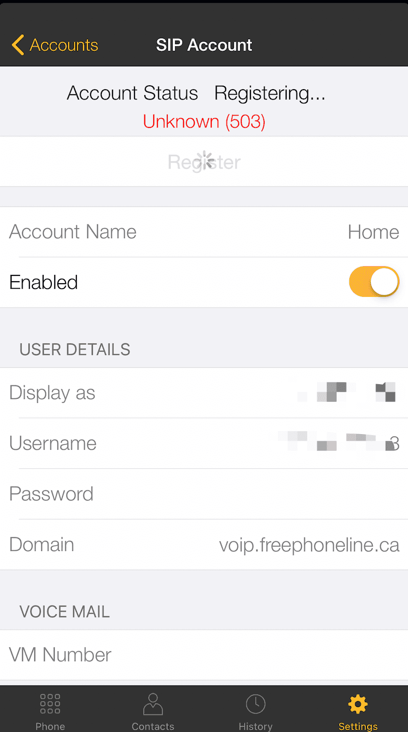 freephoneline 503 error